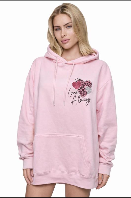 Oversized Hoodie"Love Always"-Herz Print