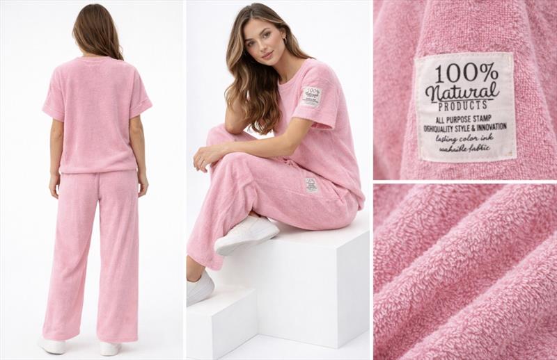 Damen Frottee Zweiteiler-T-Shirt & Hose Set