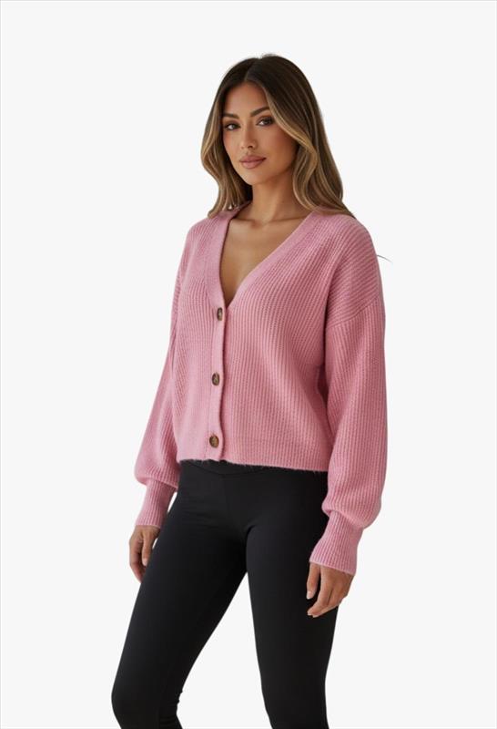 Kurz geschnittener Strick-Cardigan mit Knöpfen