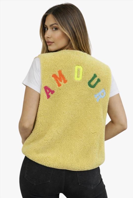 Damen Teddy-Weste mit Druckknöpfen