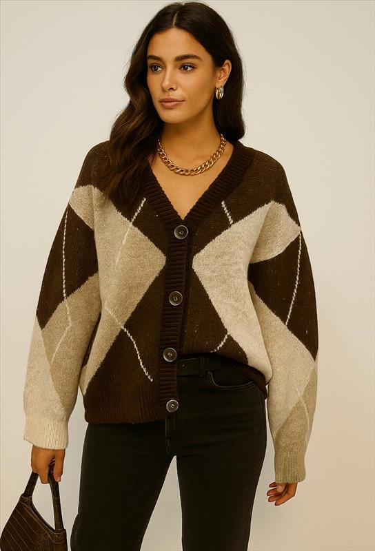 Cardigan mit Diamantmuster