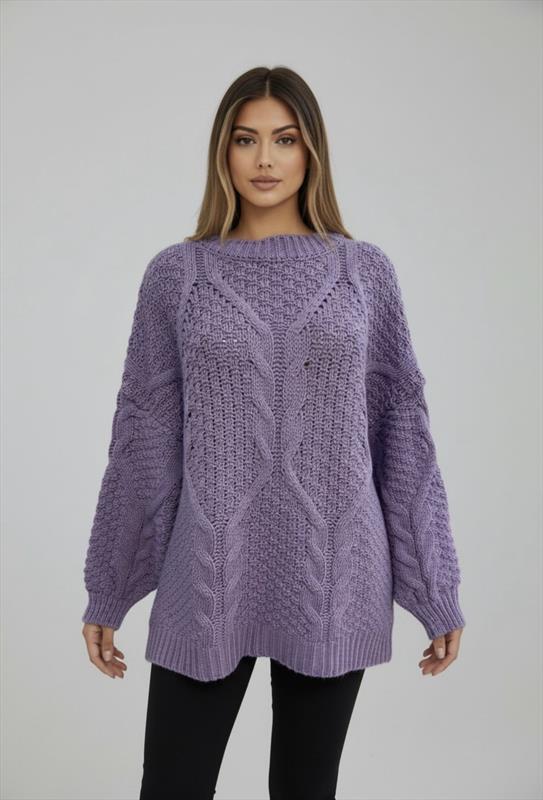 Oversize Zopfmuster-Pullover