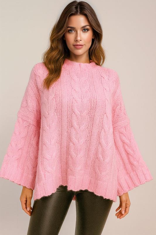 Oversize Zopfmuster-Pullover