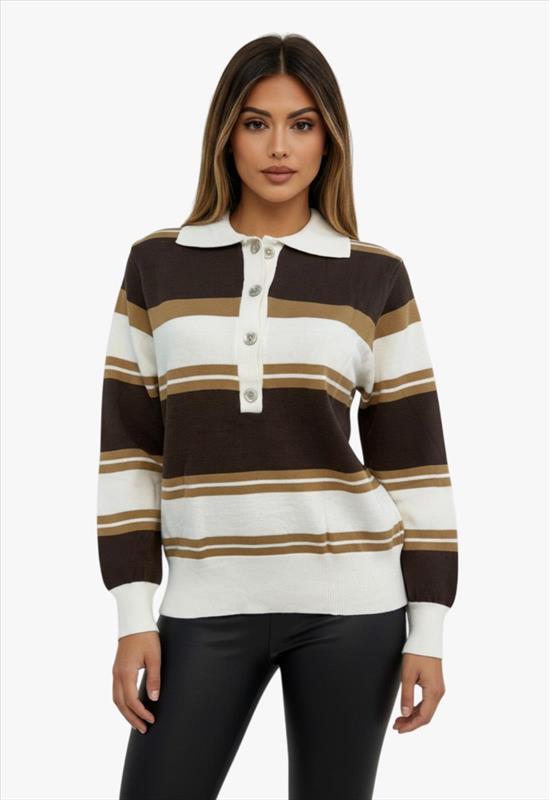 Gestreifter Polo-Pullover