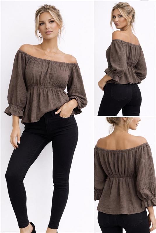 Damen Musselinbluse Off-Schoulder