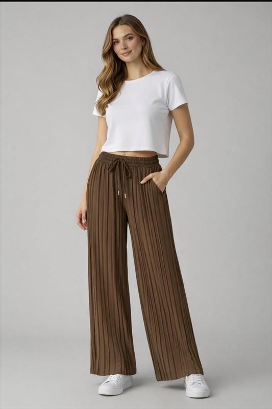 Plissierte Damen Hose mit elastishem Bund