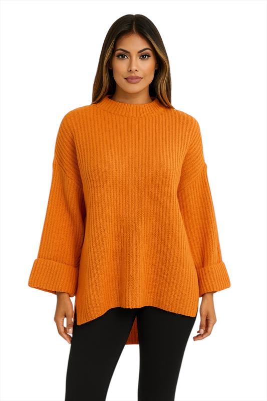 Oversized Strickpullover-Umschlagärmeln