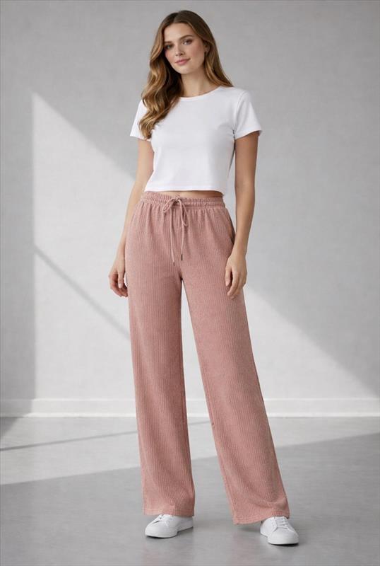 Plissierte Damen Hose mit elastishem Bund